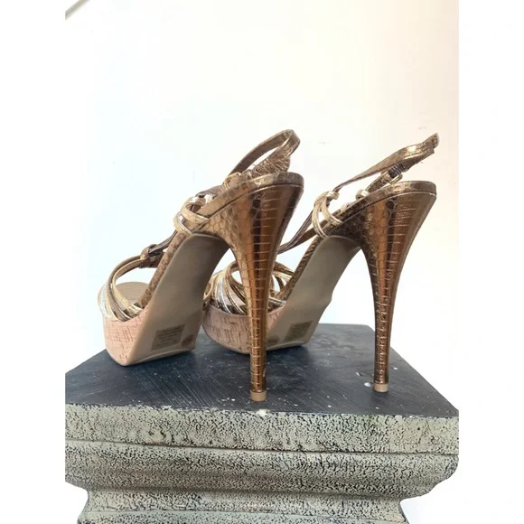BCBGeneration Santos gold platform sandals, New, 7.5 - Picture 5 of 12